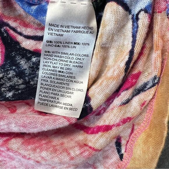 Chicos medium Linen Floral Ruched Sleeve Tee - Picture 6 of 16